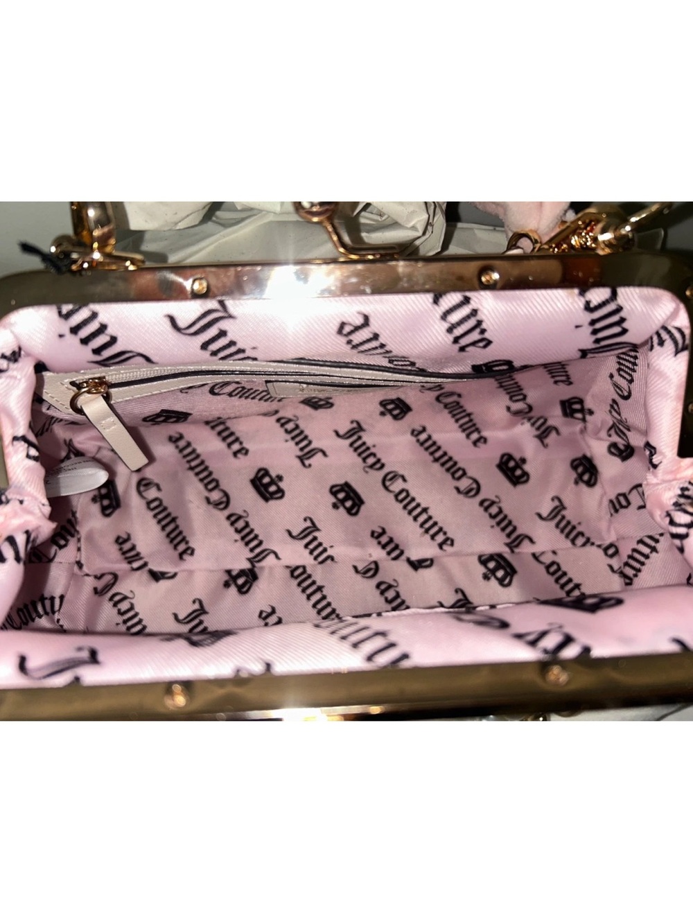 NEW! JUICY COUTURE Fashion Items Haus Frame Clutch Shoulder Bag Soft White - Picture 8 of 9
